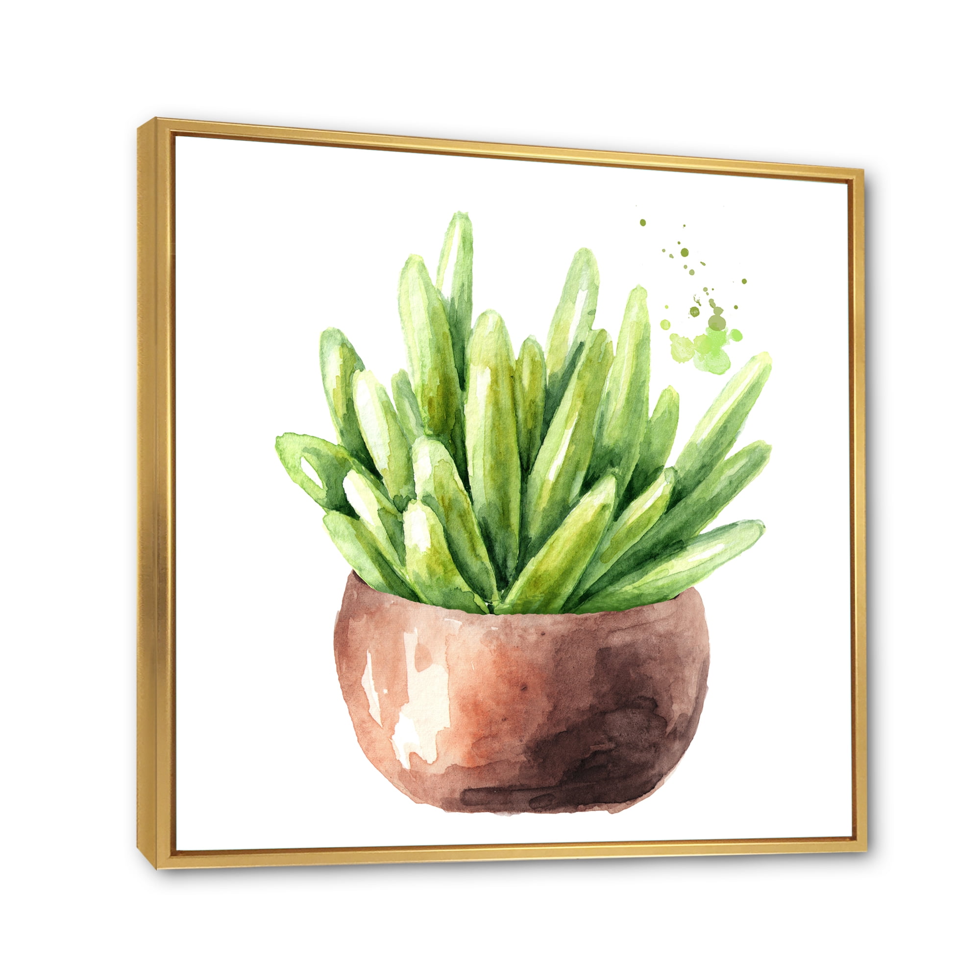Designart 'Succulent Flower In Terracotta Clypot I' Traditional Framed Canvas Wall Art Print