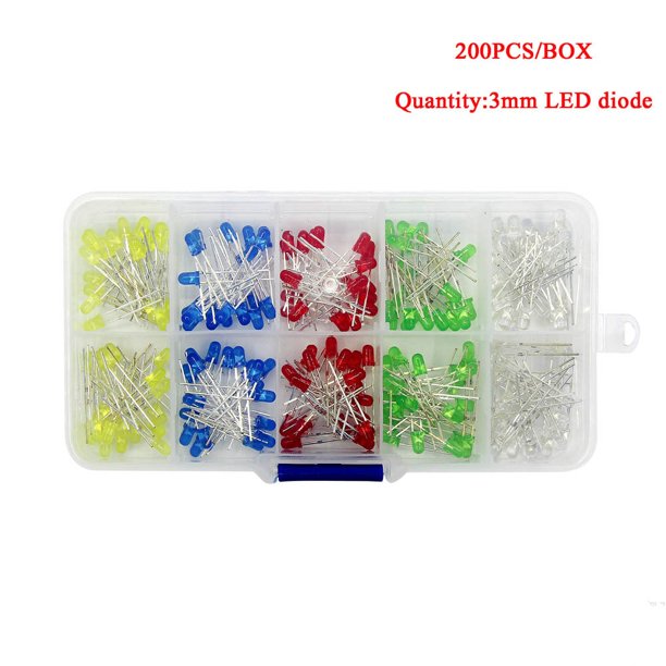 Kit de componentes surtidos de diodos emisores de lámpara de luces LED ultrabrillantes de 3mm, conveniente para Kits de diodos de unidades eléctricas DIY, LED DIY
