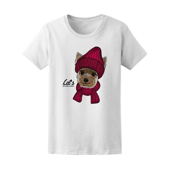 Doggy Red Knitted Hat & Scarf T-Shirt Women -Image by Shutterstock, Female x-Large