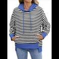thumbnail image 1 of Sudadera de Rayas de Gran Tamaño para Mujer, Sudadera con Capucha de Bloques de Color, Jersey de Larga, Ropa Y2K y Negro M, 1 of 10
