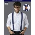 thumbnail image 5 of HISDERN Suspenders for Men Navy Blue Suspenders Adjustable Elastic Suspender Braces Clips X-Back 1.4 Inch, 5 of 7