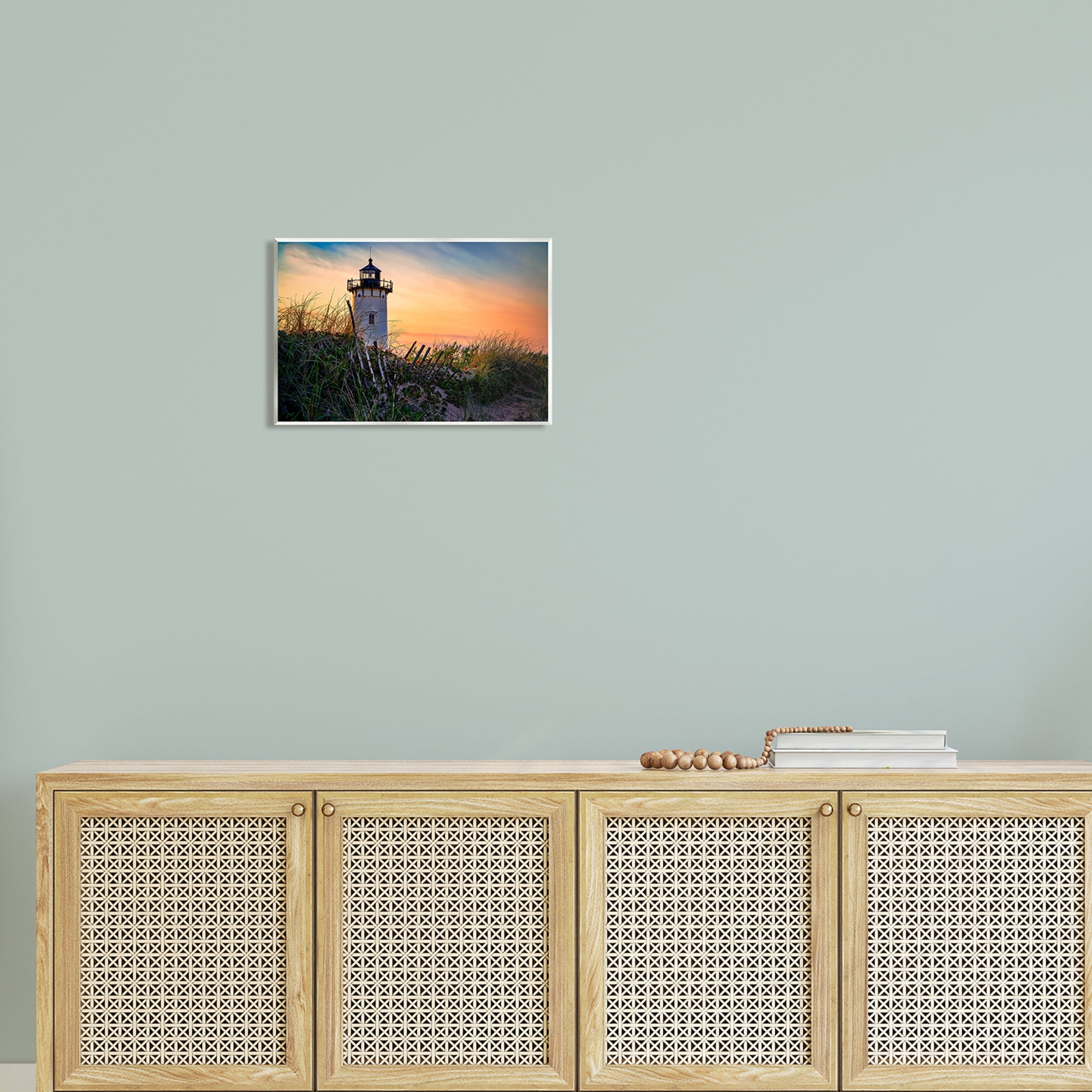 Stupell Lighthouse Sunset Coastal Nature Landscape Photography Wall Plaque Unframed Art Print Wall Art
