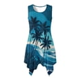 thumbnail image 5 of Garronmavis Couple Outfits Matching Sets Blue Palm Tree Mens Button Down Shirt Beach Tops and Polyester Women's Tank Dress Irregular Hem Midi Sundress with Pocket, 5 of 7