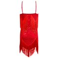 thumbnail image 5 of KHONTS Women's V-Neck Spaghetti Strap Mini Short Dress Tassels Sequin Beaded Party Dress Red XXL, 5 of 5