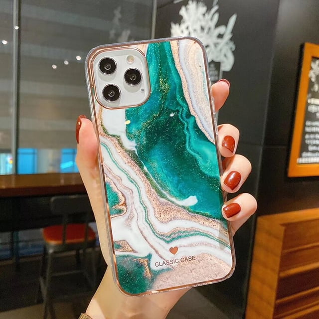 Funda de teléfono con textura de mármol degradado brillante para iPhone 14 11 12 13 Pro Max XR XS Max X 13 14Pro 14 Plus, funda de parachoques a prueba de golpes Tan Jianjun unisex