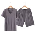 thumbnail image 2 of Men’s Short Sleeve Shorts Pajama Set Ice Silk Loose Fit Summer Home Loungewear, 2 of 4