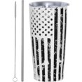 thumbnail image 2 of 20 Oz Insulated Tumbler with Lid and Straw, American Watercolor Flag Black Mom Dad Iced Coffee Stainless Steel Vacuum Insulated Tumbler Cup Travel Mug for Hot and Cold, 2 of 5