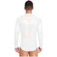 thumbnail image 2 of Xnihocha Latin Dance Shirt Bodysuit for Men Deep V Neck Thong Leotard Samba Salsa Tango Dance Top White XL, 2 of 7