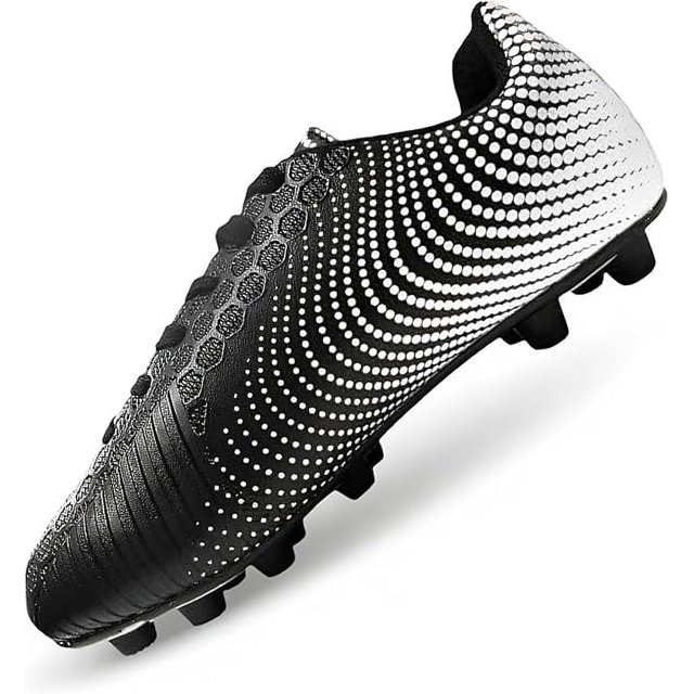 Vizari Stealth Youth Soccer Cleats – Firm Ground Outdoor Shoes for Boys & Girls, Lightweight & Durable,White/Black,13