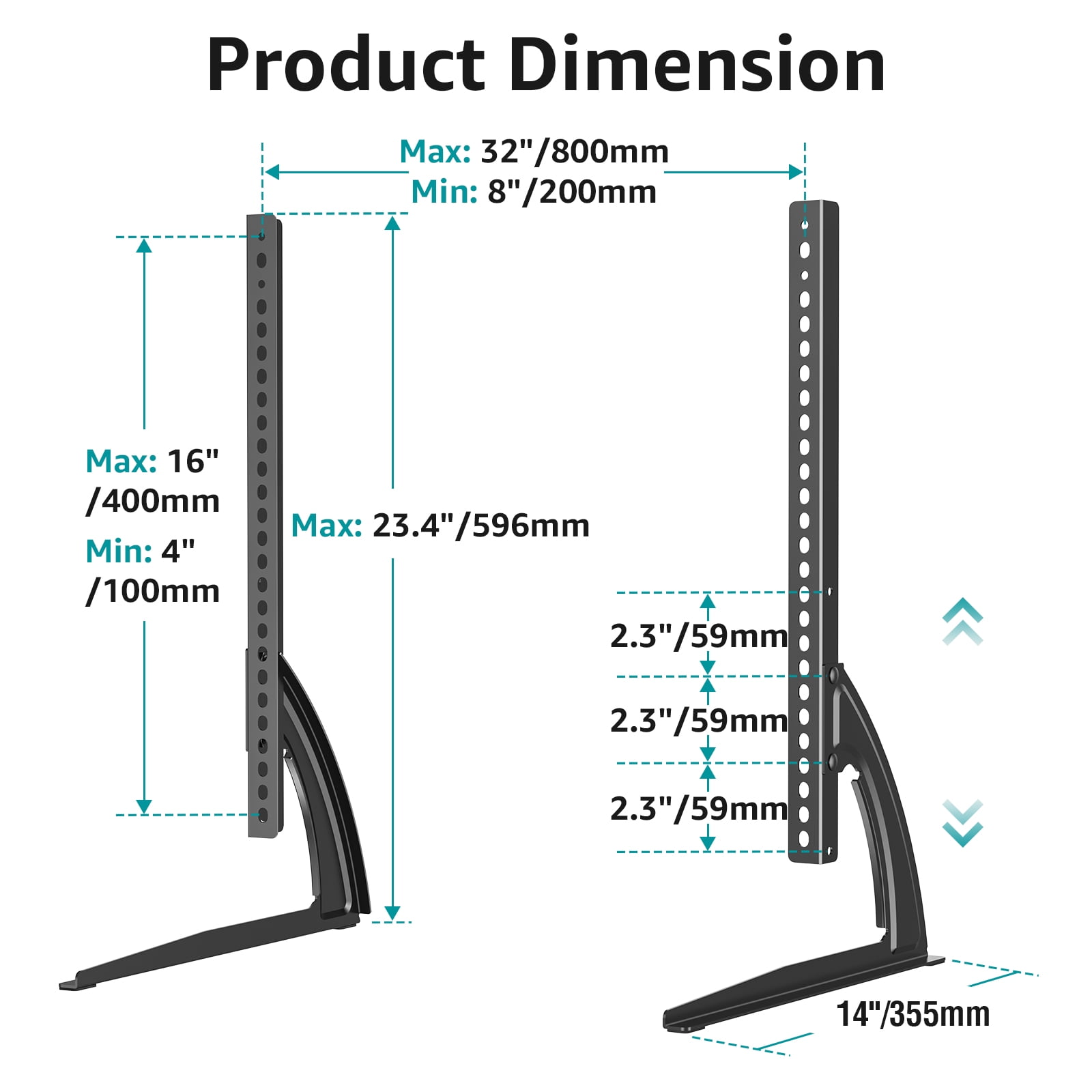 MOUNT PRO Universal Table Top TV Stand for Most 27 to 55 inch Screens, Premium Metal TV Legs Holds up to 88 lbs, Max VESA 800x400mm