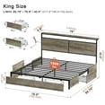 thumbnail image 6 of GUNAITO King Size Bed Frame with Headboard and 4 Storage Drawers LED Platform Bed Frame with Charging Station Gray, 6 of 9