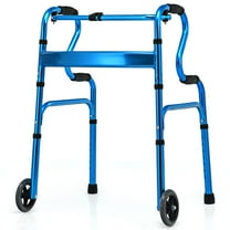 Wubio Heavy-Duty Folding 3 in 1 Stand-Assist Walker Aluminum Alloy W/Wheel Blue