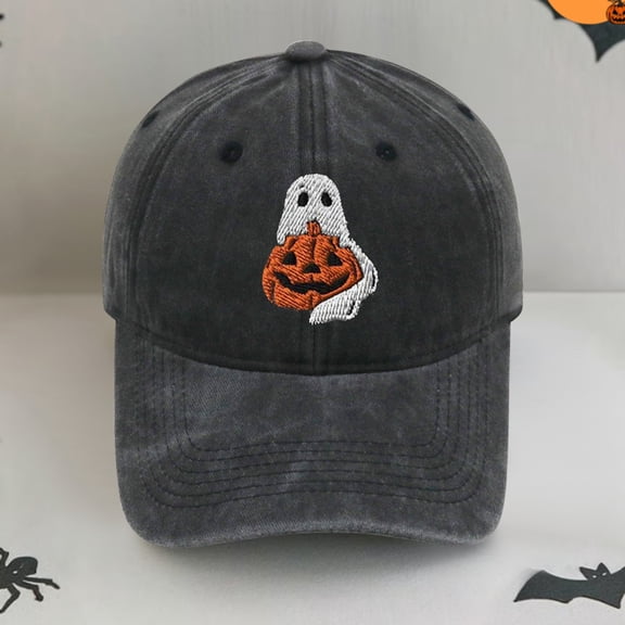 Certgust Womens Hats Baseball Caps Under $5 Womens Baseball Caps Pumpkin Embroidered Wash Retro Soft Top Halloween Casual Sun Hat Baseball Cap Women Brown