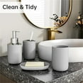thumbnail image 2 of Set of 4 Bathroom Accessories,Modern Home Decor,QZS Cute Bathroom Decor,Gray Soap Dish and Mouthwash Cup,Plastic Soap Dispenser and Toothbrush Holder, 2 of 6