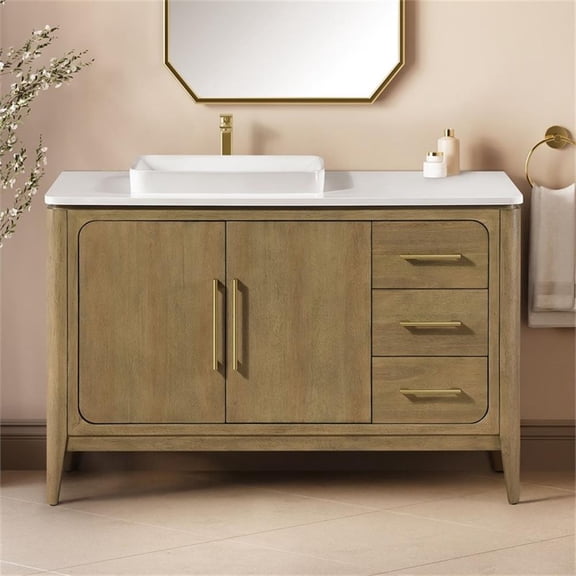 Pemberly Row 48" Bathroom Vanity in Cortado with White Countertop