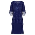 thumbnail image 3 of Miutii Womens 2pcs Elegant Plus Size Dress Set Evening Cocktail Mother's Dress Embroidery Lace Cover Navy Blue 8XL, 3 of 9