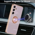 thumbnail image 3 of Electroplated Magnetic Ring Holder Case for Samsung Galaxy A54 5G, 360 Degree with Rotation Metal Anti-Drop Finger Ring Holder Magnet Car Holder Soft Slim Silicone Shockproof Cover - Purple, 3 of 16