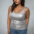 thumbnail image 4 of Liquidation! Hauts Grande Taille pour Femmes, Blouse à Manches Courtes d'Été pour Femmes, Mode Décontractée Sans Manches Unie Col Rond Blouse, 4 of 5