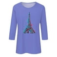 thumbnail image 4 of Pompotops T-shirt Ample Imprimé Mode Femme Manches 3/4 Blouse Col Rond Hauts Décontractés Liquidation, 4 of 4
