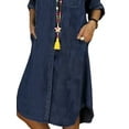 thumbnail image 4 of FASHIONWT Women Plus Size Denim Dress Solid Color Shirt Dress Casual Pocket Skirt, 4 of 4