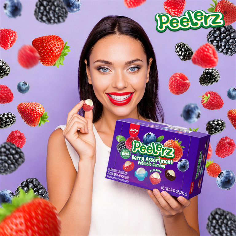 AMOS, Peelerz Variety Candy Packs, Berry Mixed Peelable Gummy 8.47
