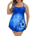 thumbnail image 2 of WREESH Womens Plus Size Swim Dress Tankini Swimsuits Fashion Bikini Set Swimsuit Two Piece Filled Solid Swimwear Beachwear Bathing Suit Blue, 2 of 5