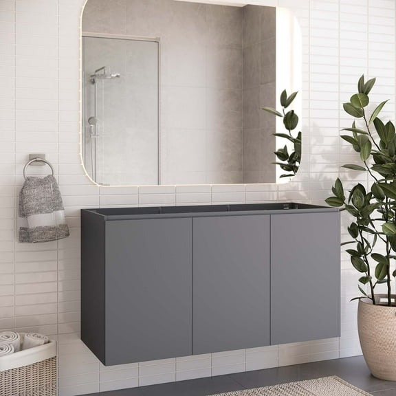 Modway Bryn 48" Wall-Mount Bathroom Vanity (Sink Basin Not Included) in Gray