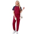 thumbnail image 4 of MINTREUS Lounge Sets for Women Two Piece Pajama Set Short Sleeve Pjs Joggers Long Pants Tracksuit with Pockets, 4 of 7