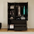 thumbnail image 2 of VivaVista Solid Wood Armoire Wardrobe Closet with Hanging Rod and Drawers, Modern Wardrobe Closet for Bedroom, Large Closet Wardrobe with Doors, Closet Wardrobe Storage Cabinet, 2 of 11