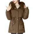 thumbnail image 2 of ZRGHAOYLQ Womens Long Puffer Jacket with Faux Fur Hood Thicken Slim Fit Down Coat Winter Zip Up Quilted Jackets Warm Long Sleeve Parka Overcoat, 2 of 4