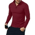 thumbnail image 4 of MLANM Men's Long Sleeve Polo Shirts Quarter-Zip Casual Slim Fit Mock Neck Basic Designed Cotton Shirts Male Tops, 4 of 8