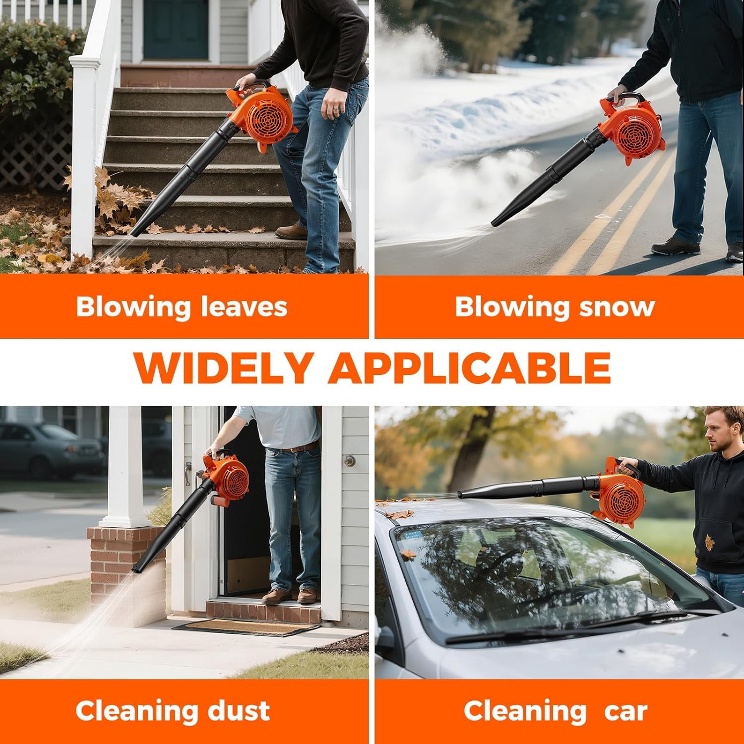 25.4cc Gas Leaf Blower Handheld, 432CFM 180MPH 2-Cycle Gas Powered Blower with Cruise Control, Lightweight Leaf Blower for Lawn Yard Garden Cleanup