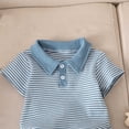 thumbnail image 5 of BLVB Toddler Baby Boy Girl Summer Clothes Short Sleeve Collared T Shirt Striped Shorts Set Cute Outfits 6 Month-4T, 5 of 7