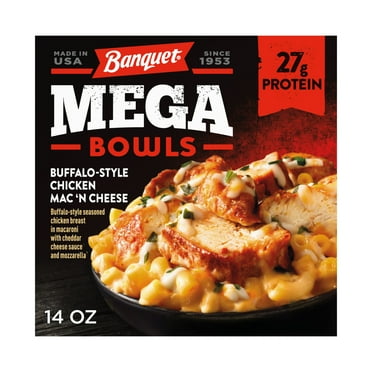 Banquet Mega Bowls Buffalo-Style Chicken Mac 'N Cheese, Frozen Meal, 14 oz (Frozen)