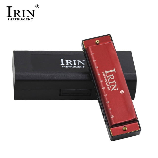 IRIN G Key 10-Hole Blues Harmonica in Red - Premium Copper Shell, Durable Design, Smooth Play for Beginners & Pros, Compact & Portable, Ideal Gift for Music Enthusiasts