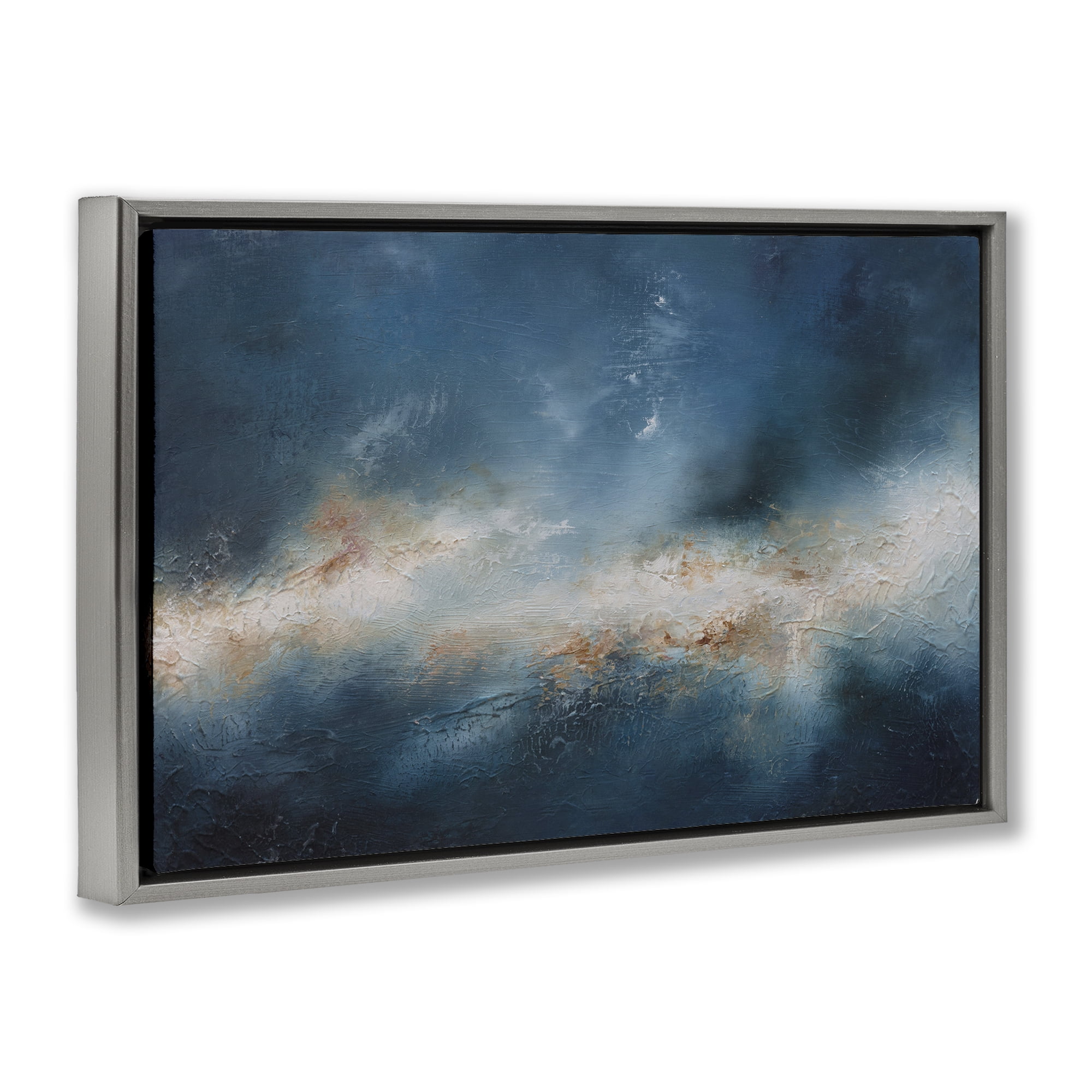 Stupell Industries Beneath The Surface Abstract Abstract Painting Gray Floater Framed Canvas Art Print Wall Art, 25 x 17