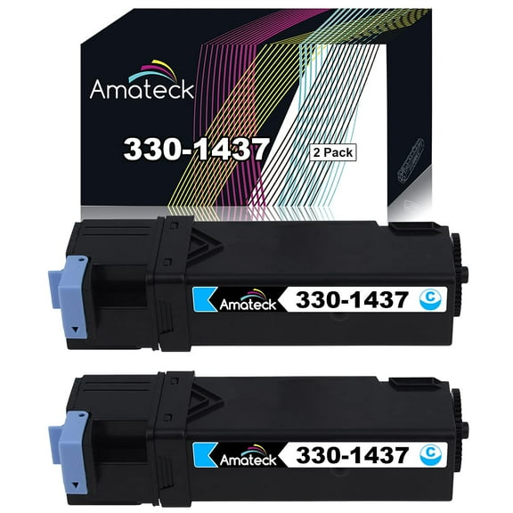 Amateck Compatible Toner Cartridge Replacement for Dell 330 1437 T107C Cyan 2 Pack for 2130cn, 2135cn