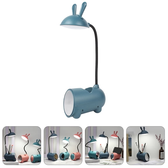 EXHUMKY ABS Desk Lamp with Touch Control, USB Charger, Pen Holder, Adjustable Home Reading Light