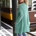 thumbnail image 4 of Mujeres Cardigan Suéteres Moda Casual Otoño Invierno Desplazamientos Suelto Color Puro Frente Abierto Suéter De Punto Grueso Verde S, 4 of 6