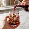 thumbnail image 6 of Fall Embroidery Print Stemless Wine Glass, Pumpkin and Fox Harvest Drinking Cup, Thanksgiving Tabletop Decor and Party Drinkware, 1 Pc, 6 of 7