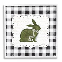 Festive Easter Bunny Ribbon Spring Plaid Pattern Animals & Insects Graphic Art Framed Art Print Wall Art