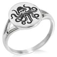 thumbnail image 1 of Stainless Steel Kraken Octopus Pirate Skull Minimalist Oval Top Polished Statement Signet Ring, 1 of 1