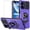 Purple, variant on TJS Phone Case for Cricket Icon 2026 / AT&T Propel 3 5G, with Tempered Glass Screen Protector, [Military Grade] Robotic Magnetic Support Car Mount Metal Ring Holder Kickstand Cover (Black)