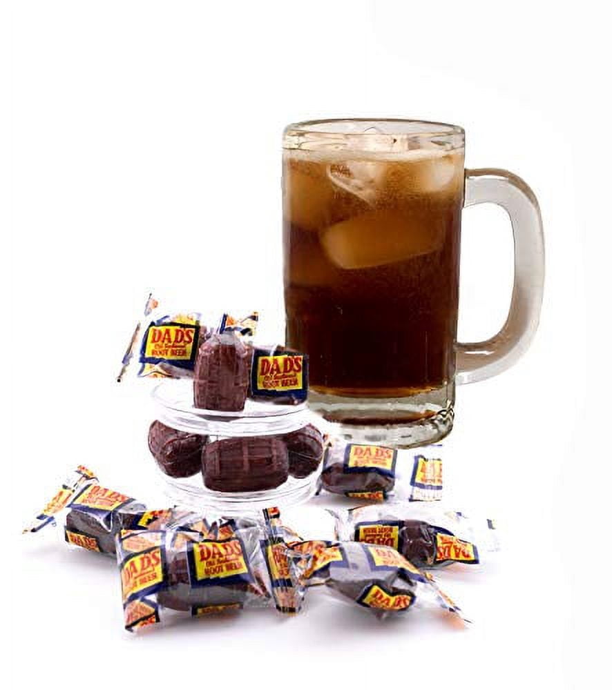 Dads Root Beer Barrels - 3LB Resealable Stand Up Bag of Individually Wrapped Candy (approx. 150 pieces) - Bulk Bag of Old Fashioned Hard Candy - Classic Novelty Candy in Traditional Beer Barrel Shape
