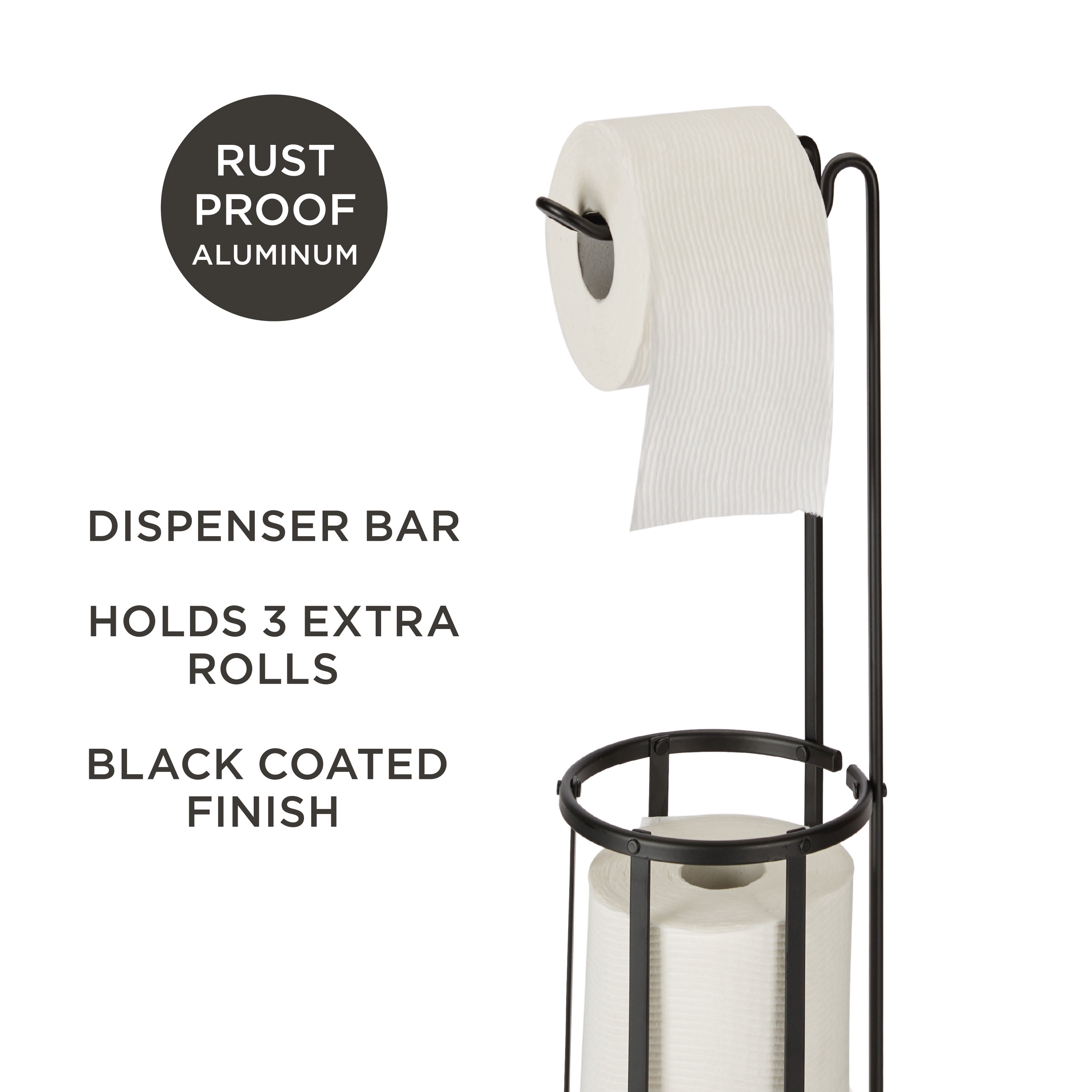 Bath Bliss  Freestanding Aluminum Toilet Paper Reserve and Dispenser in Black