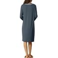 thumbnail image 3 of INSPIRE CHIC Women's Button Down Nightgowns Long Sleeve Sleepshirt Pajama Dress M Grey, 3 of 6