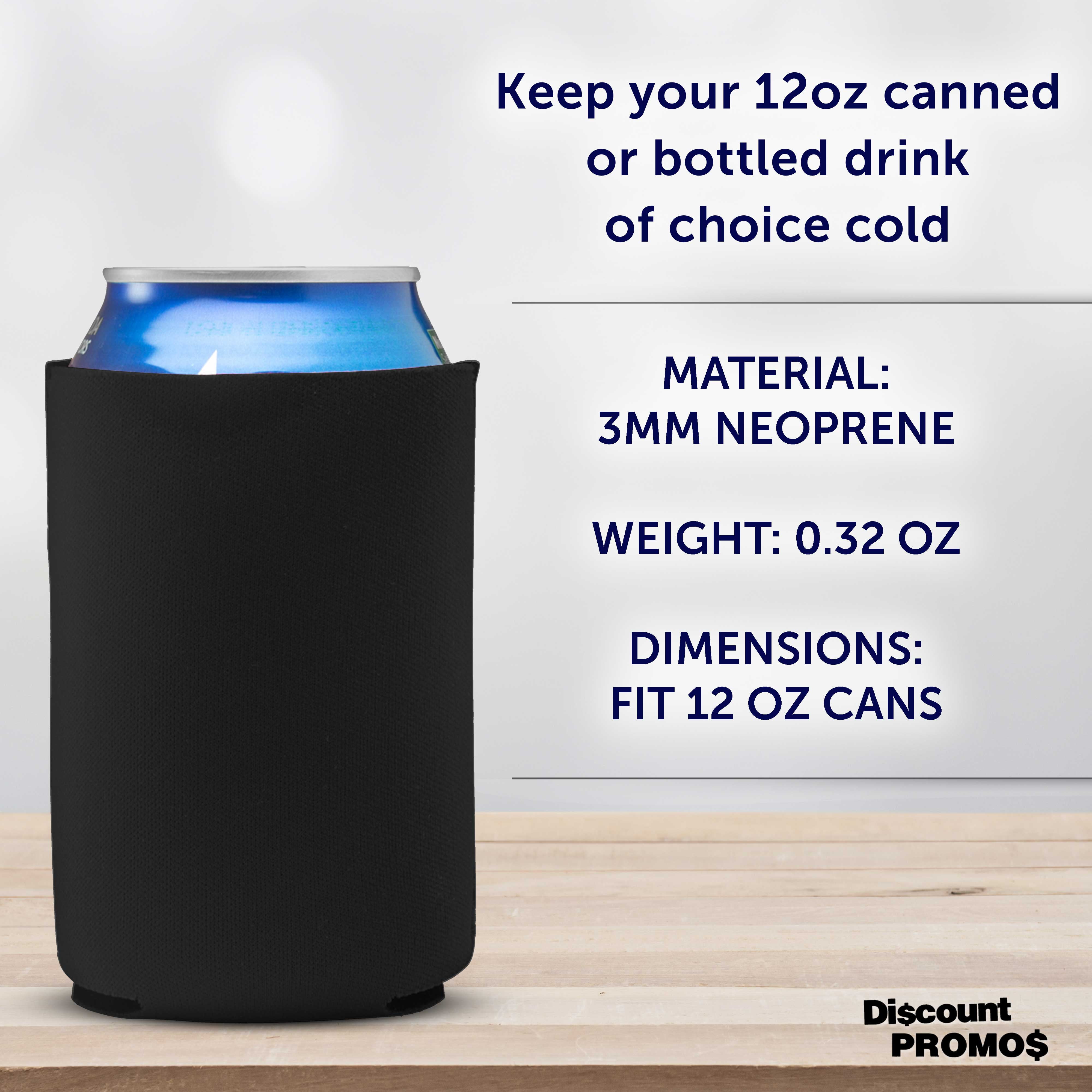 Neoprene Collapsible Can Coolers 12 oz. Set of 10, Bulk Pack - Great for Weddings, Parties, Anniversary, Indoor & Outdoor Events - Black