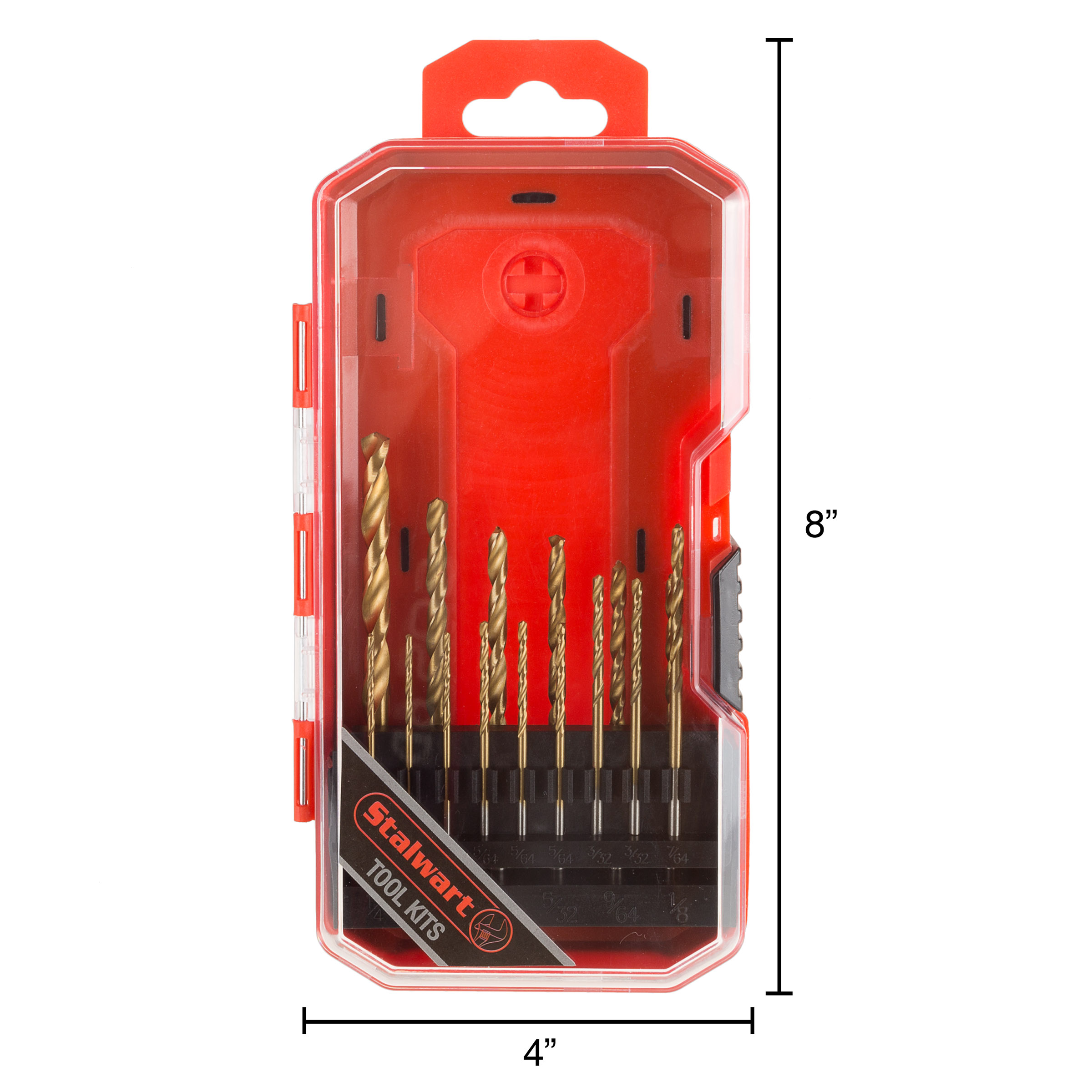 Stalwart Drill Bit Set, Titanium Finish and High-Speed Steel, Twist Bits for Power Drill, 15 Piece