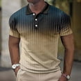 thumbnail image 5 of Afuyipoi Men's Geometric Print Button Shirt,Relaxed Fit Side Vents Abstract Casual T-Shirts Khaki 3XL, 5 of 5