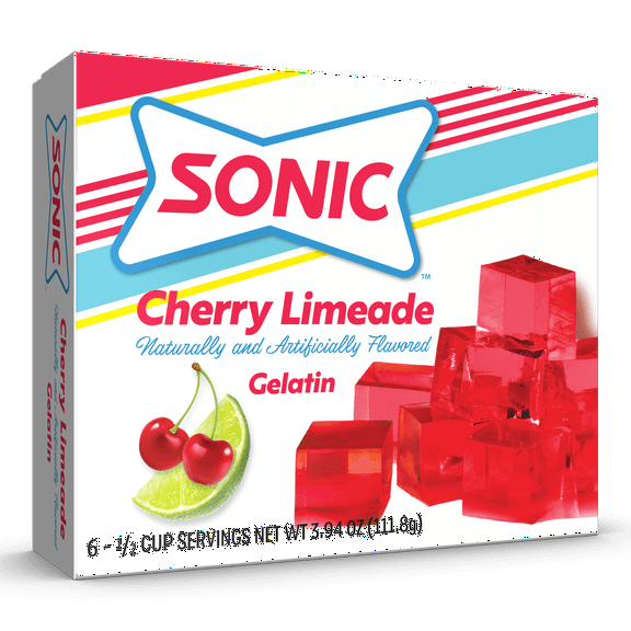 Sonic Cherry Limeade Gelatin Mix, 6 Servings, 3.94 oz Cardboard Box (Pack of 3)